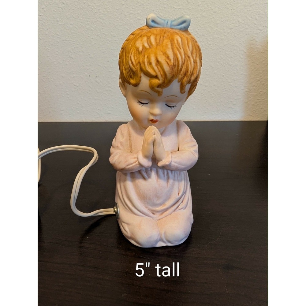 VTG MCM CUTE Lefton Praying Baby Girl Figurine #3115 Porcelain‎ Night Light